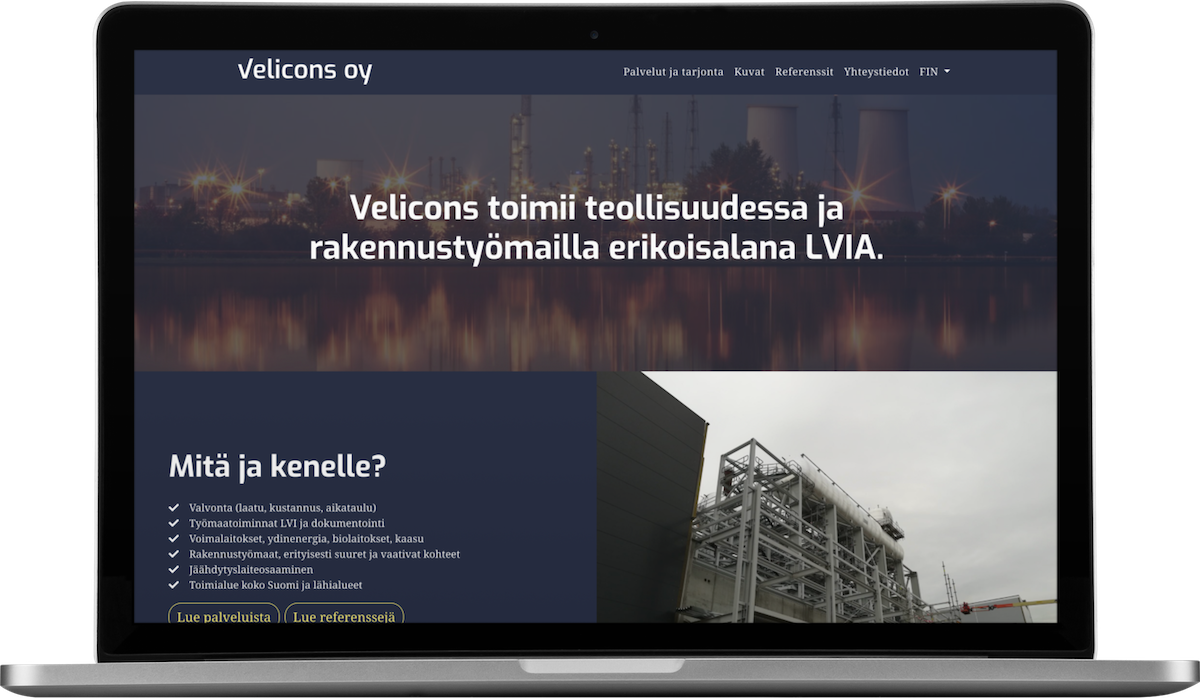 Näyttökuva sivulta velicons.fi